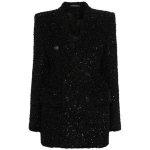 발렌시아가 여성 블랙 트위드 자켓 768891 TPQ361000