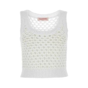 발렌티노 가라바니 여성 화이트 Valentino 메시 민소매 니트 5B3KM05L8TE 0BO