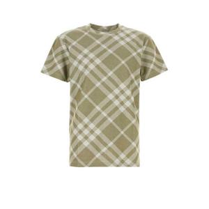 버버리 남성 카키 Stretch 면 프린티드 반팔 티셔츠 8088055 B9652