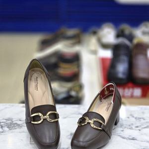 [허시파피]여성  5cm 청키힐 스퀘어토 장식 로퍼 3FQ425