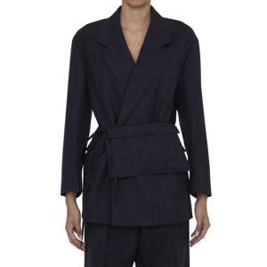 보테가베네타 여성 네이비 울 랩 코트 784046 V36K0 1155
