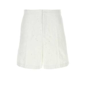 발렌티노 가라바니 남성 화이트 코튼 버뮤다 쇼츠 4V3RDD10A0J 0BO