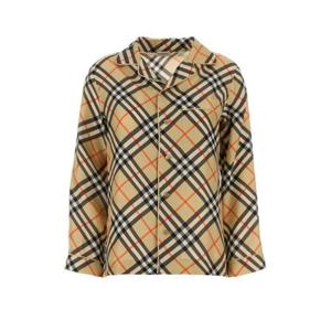 버버리 여성 베이지 실크 자수 긴팔 블라우스 8094535 B9368