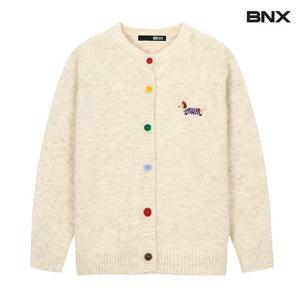 [비엔엑스]컬러 버튼업 자수 라운드넥 니트 가디건 (BW4CD013L0)