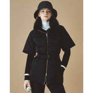 헤지스 골프 여성 24FW 블랙 여성 중량 스윙 구스다운 반팔 점퍼 HWJU4D713BK