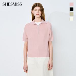 [쉬즈미스] 베이직 반집업 반팔 니트_SSKPOO22710