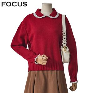 [포커스]카라 소매 레이스 배색 니트 (FW4K7KT0120)