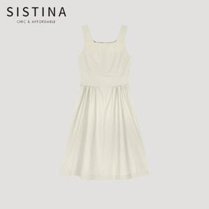[SISTINA] 인기 셔링 스퀘어넥 슬리브리스 원피스_AWWOPO21210_LB