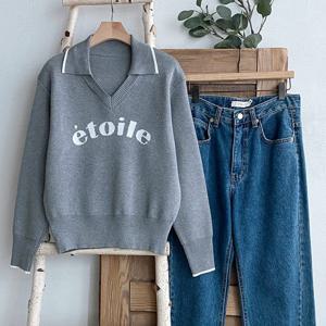 샵앤) 여성 V카라넥 에뚜왈 데일리 니트 DGB-WKN-4081-그레이