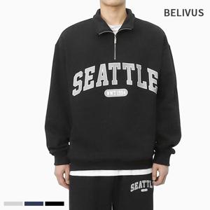 [빌리버스]빌리버스 남성 반집업 기모 프린팅 맨투맨 BBN158