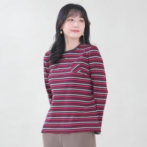 애비뉴투지 엄마옷 코트나 보송 기모 멀티 스트라이프 겨울 티셔츠 A10421