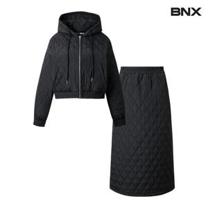 [비엔엑스]캐쥬얼 후드집업 밴딩스커트 퀼팅 셋업 (BW4OP004L0)