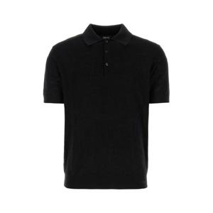 베르사체 남성 블랙 실크 폴로 반팔니트 10077651A09457 1B000