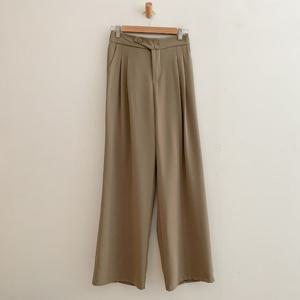 샵앤) 여성 와이드핏 투턱 오피스룩 뒷 밴딩 슬랙스 팬츠 SIU-WPT-4102-베이지