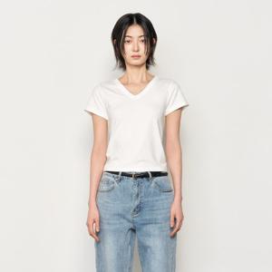 WOMAN 슬림 브이넥 반팔티 [WHITE] / WBE2L01513