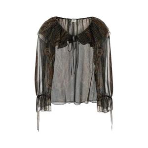 생로랑 여성 그레이 실크 프린티드 긴팔 블라우스 819882Y3K61 4052