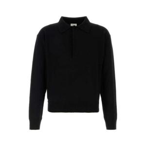 생로랑 남성 블랙 울 폴로 긴팔니트 817251Y76XM 1000