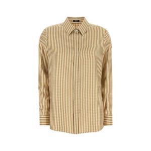 베르사체 여성 베이지 실크 프린티드 긴팔 셔츠 10013601A13367 5E490