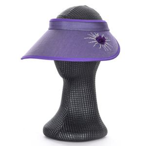 샵앤) 국산 여성 햇빛가림 오픈형 큐빅 꽃코사지 펄 썬캡 모자 KM-WH-0832-퍼플