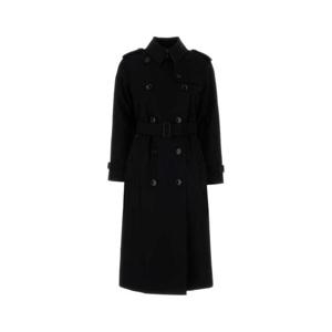 버버리 여성 블랙 면 더블버튼 트렌치코트 8079418 A1189