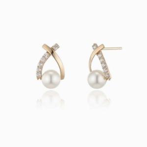 [로이드] 주문제작 로우 스톤 크로스 진주 14k 귀걸이 LPFM4061G