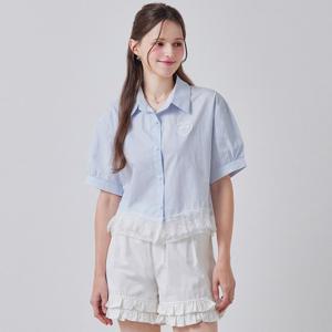 [포커스]리본 레이스 배색 카라 블라우스 PBBF5M3BL5191