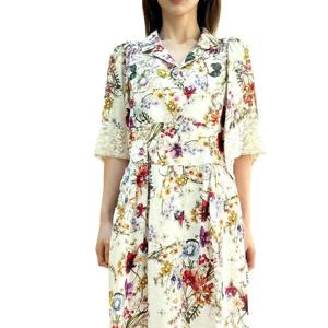 [비꼴리끄(여성)]린넨 프린트 허리 포인트 원피스 B252WO3100