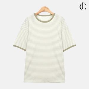 엘케이트 여성 여름반팔 루즈핏 링거티 단가라 줄무늬 와플 티셔츠 LGRS002