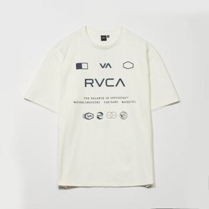 RVCA 남성 멀티 로고 그래픽 반팔티 VF21ST008WHT