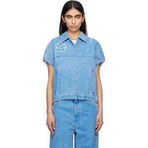 마르니 청자켓 블루 딜리스 패치 데님 베스트 251379F060001