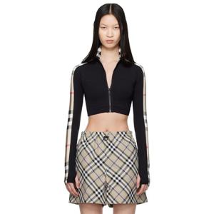 버버리 터틀넥 블랙 체크 터틀넥 탑 242376F099000