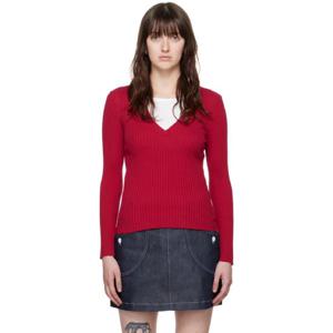 아페쎄 브이넥 레드 케이티 홈즈 카밀 스웨터 242252F100000