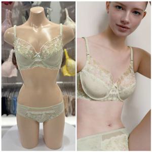 [비너스] (VBR1706B C+VPT1806H) 장시간 착용해도 편안한 그린 가드닝 홑겹브라 노라인팬티 세트