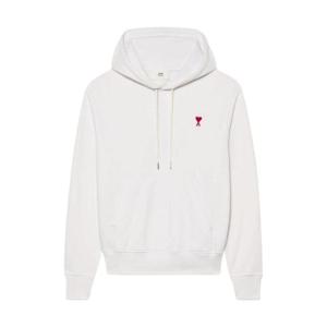 아미 스몰 하트 로고 후드 스웨트셔츠 화이트   22SS E22USW200-730-100