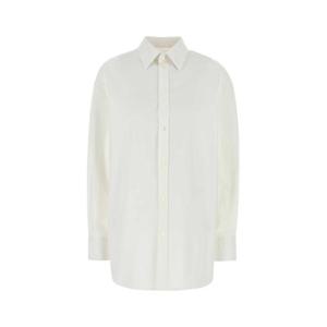 생로랑 여성 화이트 포플린 긴팔 셔츠 832339Y1J61 9601