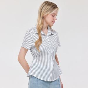 [포커스]사이드 랩 버튼 스트라이프 블라우스 PBVFF5M1BL5281