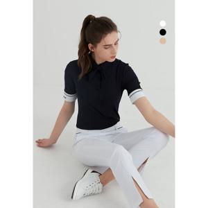 [듀빅]듀빅 여 리본 타이 5부소매 반팔티셔츠 DC2WTS006