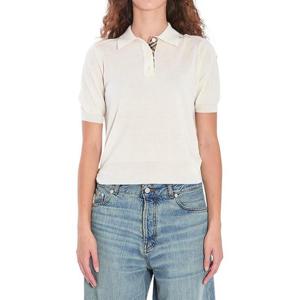 버버리 여성 화이트 울 반팔 폴로 8112168 B7078