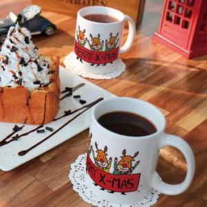 아트박스/꾸밈 il816-디자인머그컵2p-산타와루돌프들