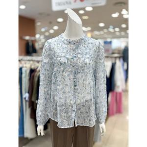 [트리아나]여름 프릴넥 플라워 프린트 블라우스 AL2WA34_BU