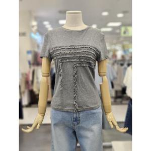 오조크 세이브존01 코튼 가로 러플디테일 라운드 반팔티셔츠 HOTMCTR544