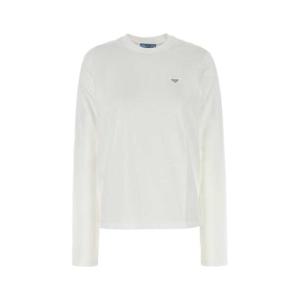 프라다 여성 화이트 면 긴팔 티셔츠 34630SOOO15ZG F0009