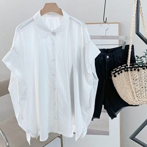 샵앤) 여성 카라넥 오버핏 2컬러 셔링 반팔 블라우스 DGB-WBL-4562-아이보리