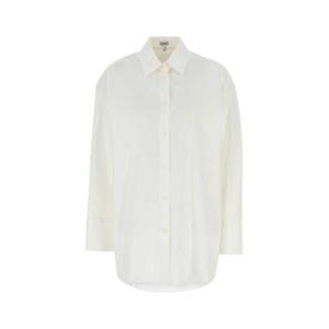 로에베 여성 화이트 오버사이즈 포플린 긴팔 셔츠 S359Y05XE5 WHITE