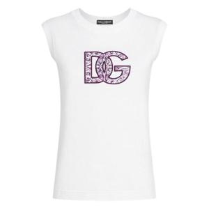 돌체앤가바나 여성 화이트 민소매 티셔츠 F8V61Z GDC6UW0800