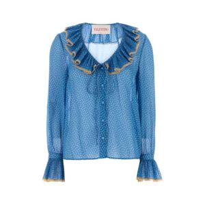 발렌티노 가라바니 여성 블루 실크 프린티드 긴팔 블라우스 6B0AB7H19B7 DEP