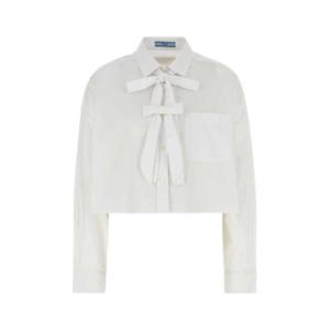 프라다 여성 화이트 포플린 크롭 셔츠 P462ISOOO1XV2 F0009