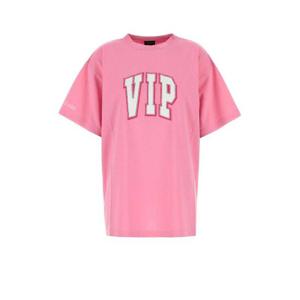 발렌시아가 여성 연핑크 오버사이즈 면 반팔 티셔츠 831305TSVP6 2014