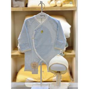 아가방 세이브존02 블루 체크 배내우주(모자) 02s517501