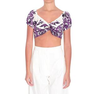돌체앤가바나 여성 퍼플 프린티드 크롭 블라우스 F7AV0T HH5EP I13TN